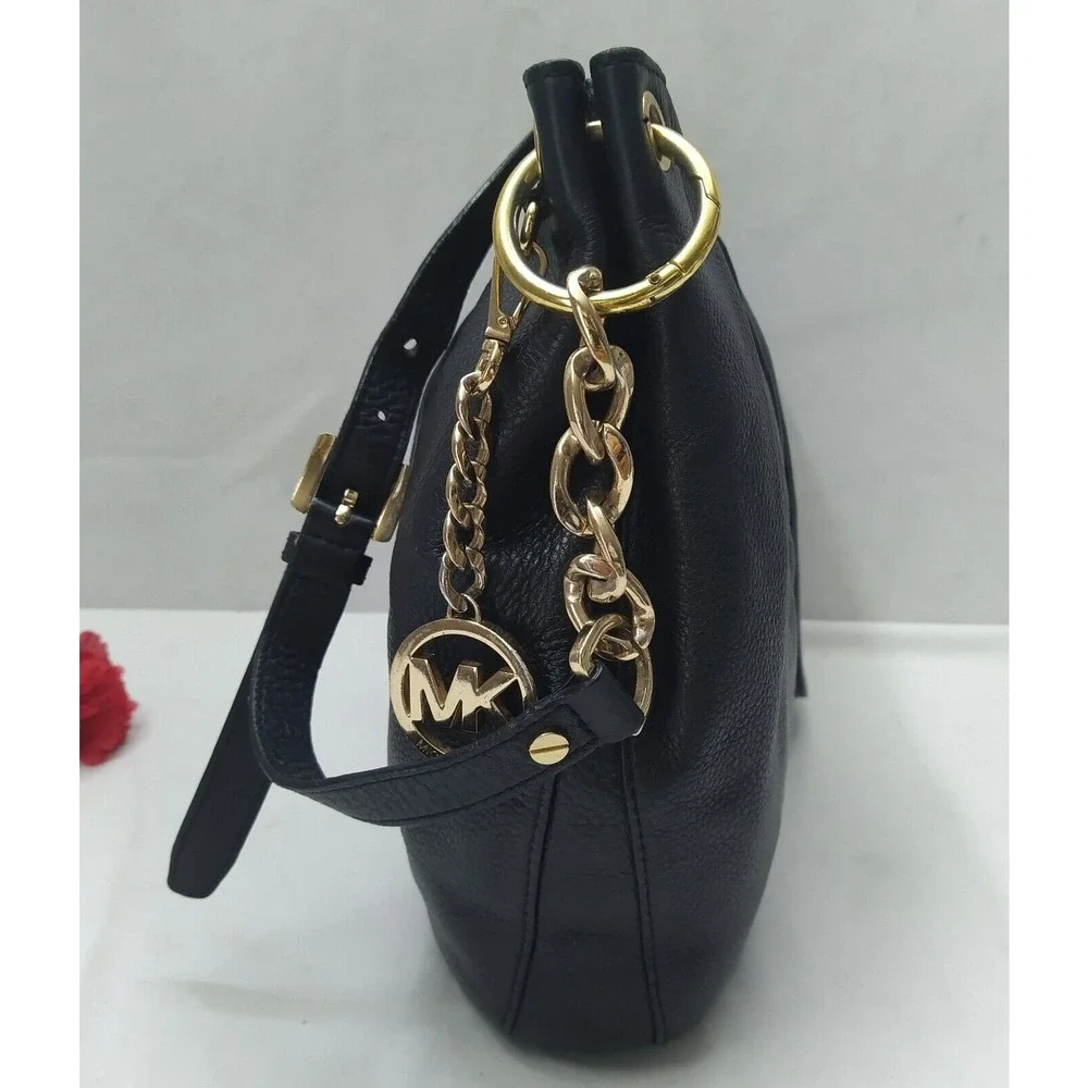 Michael Kors Black Pebbled Leather Chain Strap Crossbody Bag